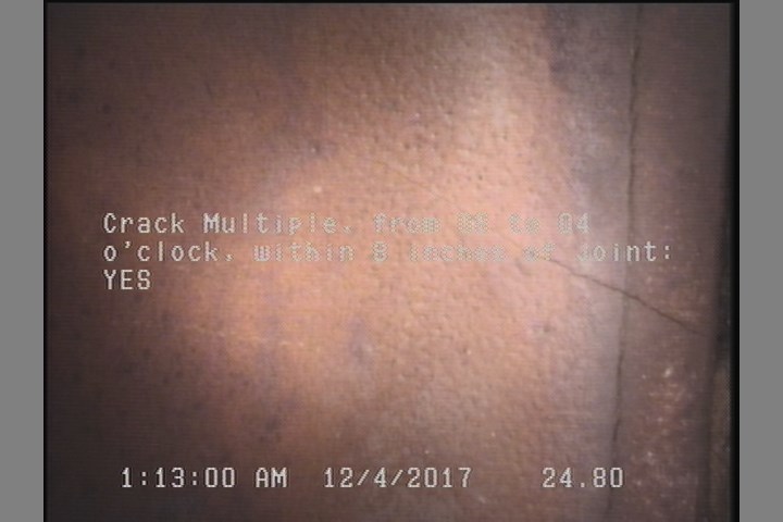 Crack Multiple, from 08 to 04 o'clock, within 8 inches of joint: YES