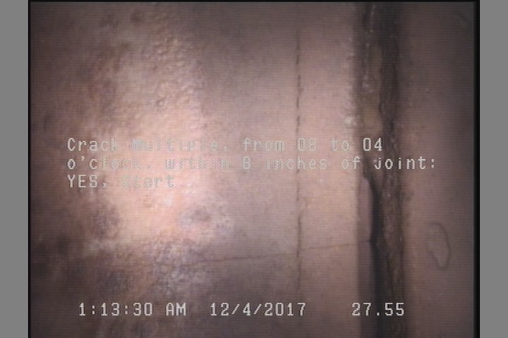 Crack Multiple, from 08 to 04 o'clock, within 8 inches of joint: YES, Start