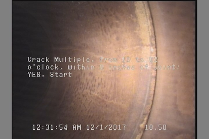 Crack Multiple, from 10 to 02 o'clock, within 8 inches of joint: YES, Start