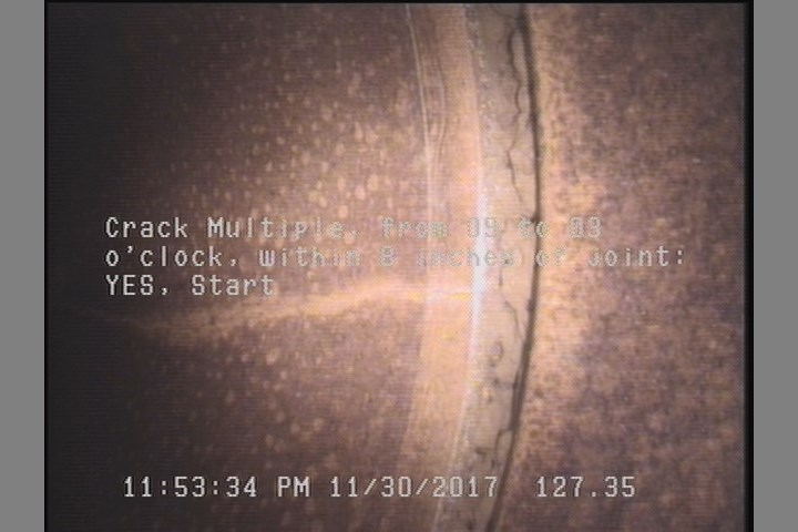 Crack Multiple, from 09 to 03 o'clock, within 8 inches of joint: YES, Start