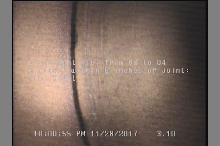 Crack Multiple, from 08 to 04 o'clock, within 8 inches of joint: YES, Start