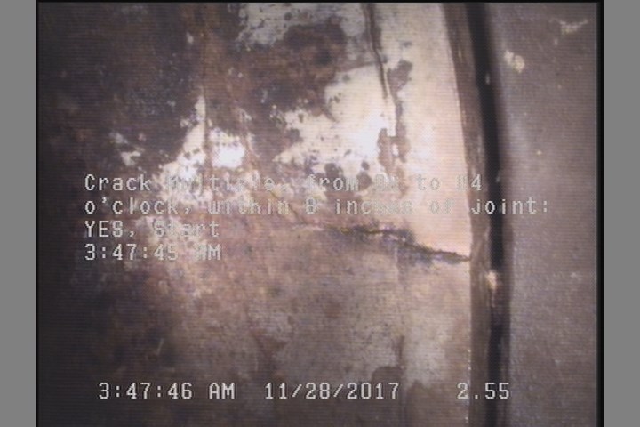 Crack Multiple, from 08 to 04 o'clock, within 8 inches of joint: YES, Start