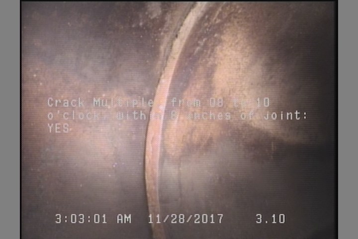 Crack Multiple, from 08 to 10 o'clock, within 8 inches of joint: YES