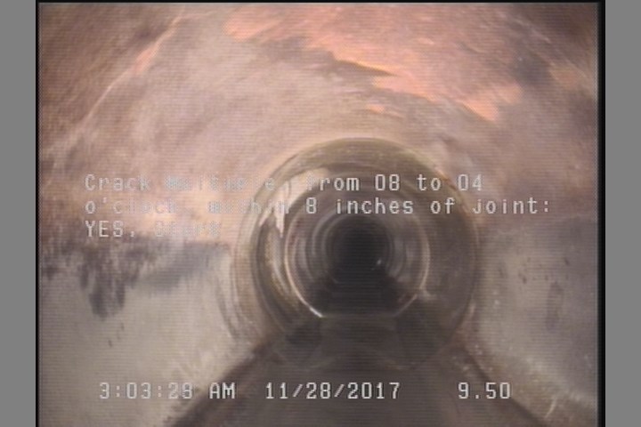 Crack Multiple, from 08 to 04 o'clock, within 8 inches of joint: YES, Start