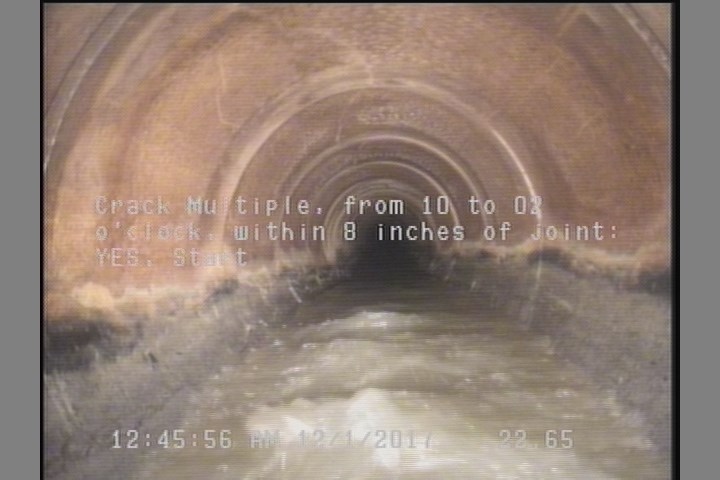 Crack Multiple, from 10 to 02 o'clock, within 8 inches of joint: YES, Start