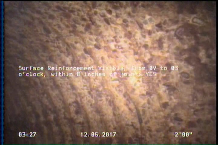 Surface Reinforcement Visible, from 09 to 03 o'clock, within 8 inches of joint: YES