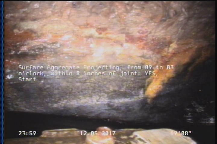 Surface Aggregate Projecting, from 09 to 03 o'clock, within 8 inches of joint: YES, Start