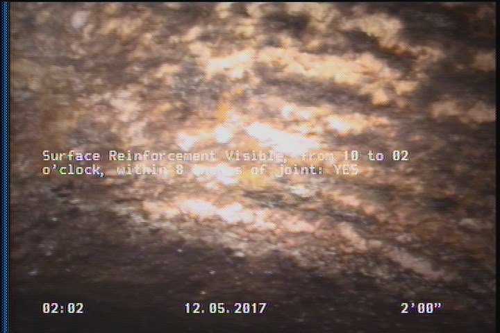 Surface Reinforcement Visible, from 10 to 02 o'clock, within 8 inches of joint: YES
