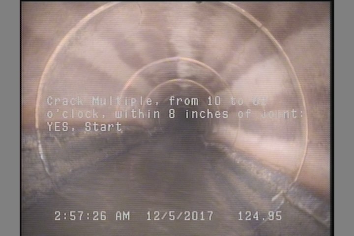 Crack Multiple, from 10 to 02 o'clock, within 8 inches of joint: YES, Start
