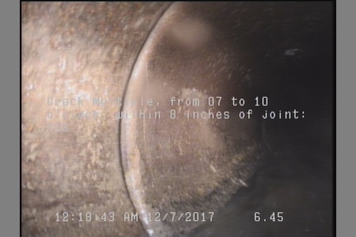 Crack Multiple, from 07 to 10 o'clock, within 8 inches of joint: YES