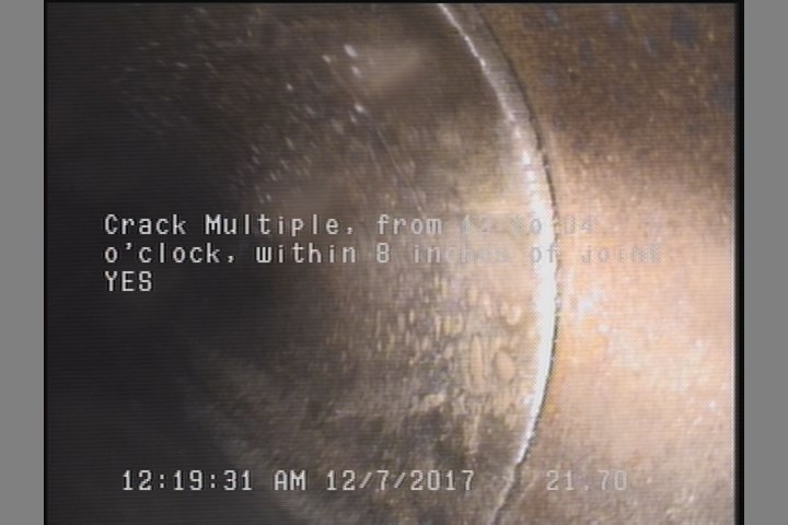 Crack Multiple, from 12 to 04 o'clock, within 8 inches of joint: YES