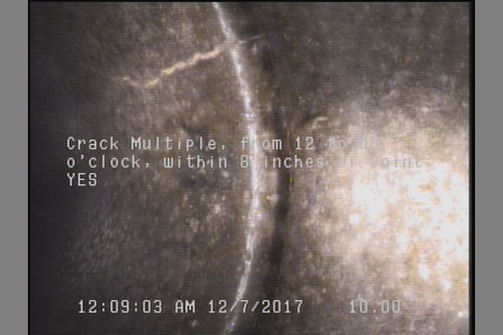 Crack Multiple, from 12 to 03 o'clock, within 8 inches of joint: YES
