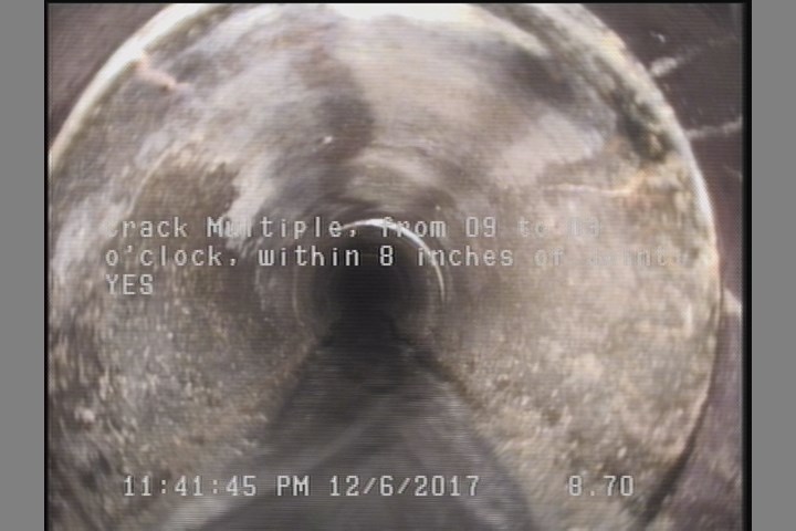 Crack Multiple, from 09 to 03 o'clock, within 8 inches of joint: YES