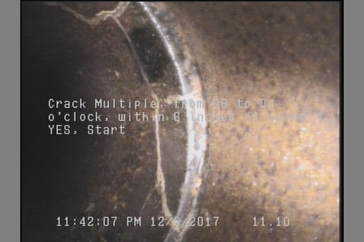 Crack Multiple, from 08 to 04 o'clock, within 8 inches of joint: YES, Start