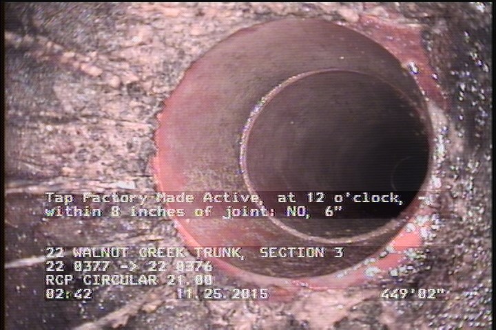 Tap Factory Made Active, at 12 o'clock, -, within 8 inches of joint: NO, 6"