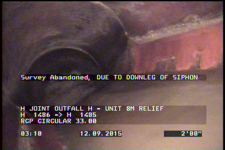 Survey Abandoned - DUE TO DOWNLEG OF SIPHON