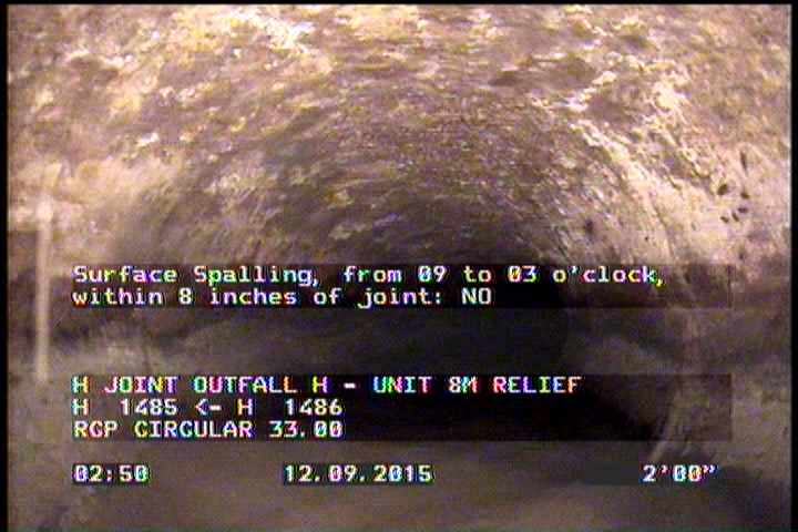 Surface Spalling, from 09 to 03 o'clock, within 8 inches of joint: NO