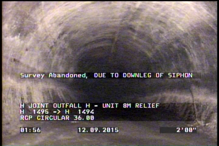 Survey Abandoned - DUE TO DOWNLEG OF SIPHON
