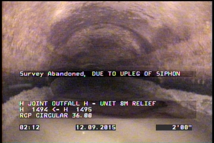 Survey Abandoned - DUE TO UPLEG OF SIPHON