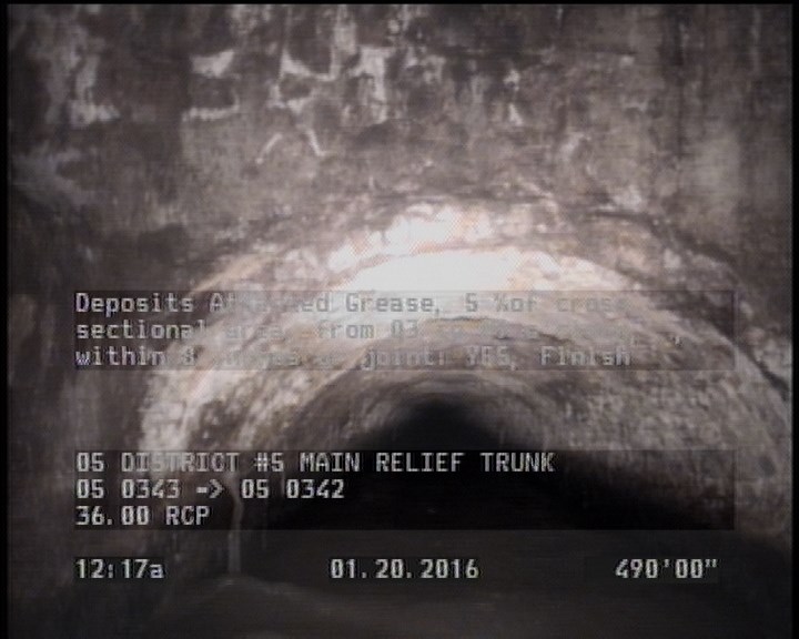 Deposits Attached Grease, 5 %of cross sectional area, from 03 to 09 o'clock, , within 8 inches of joint: YES, Finish