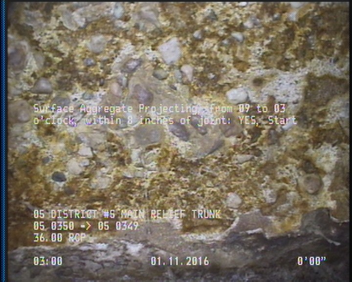 Surface Aggregate Projecting, from 09 to 03 o'clock, within 8 inches of joint: YES, Start
