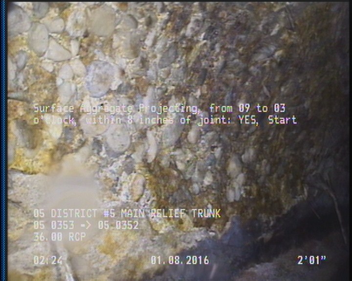 Surface Aggregate Projecting, from 09 to 03 o'clock, within 8 inches of joint: YES, Start