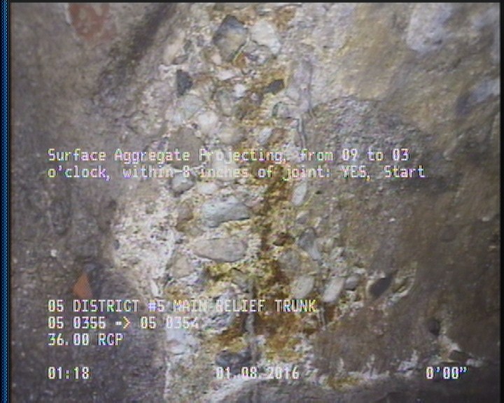 Surface Aggregate Projecting, from 09 to 03 o'clock, within 8 inches of joint: YES, Start