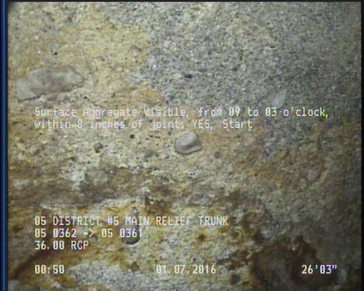 Surface Aggregate Visible, from 09 to 03 o'clock, within 8 inches of joint: YES, Start - WANDERING VISIBLE AGG