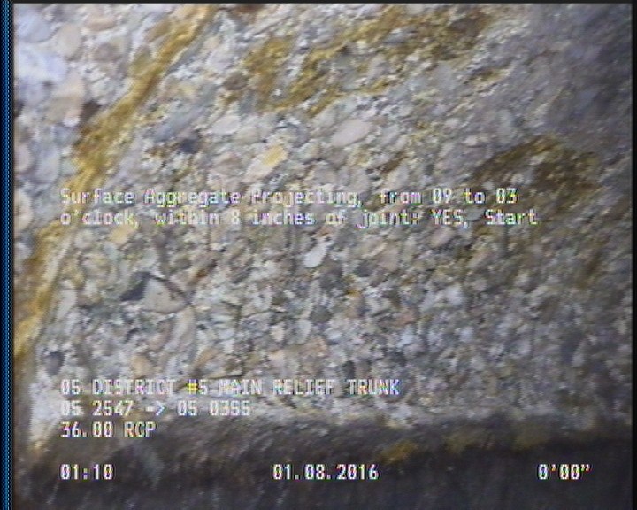 Surface Aggregate Projecting, from 09 to 03 o'clock, within 8 inches of joint: YES, Start