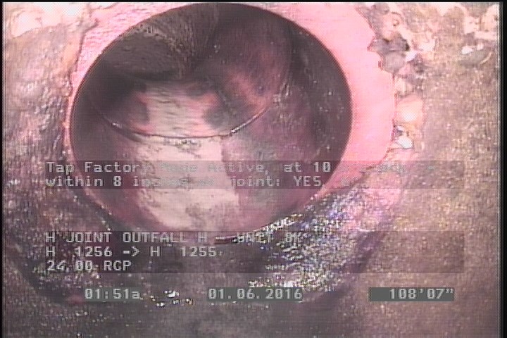Tap Factory Made Active, at 10 o'clock, -, within 8 inches of joint: YES, 6"