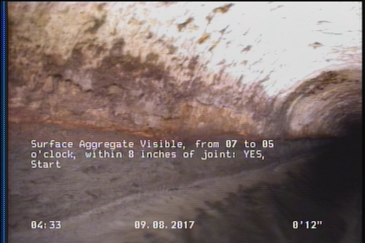 Surface Aggregate Visible, from 07 to 05 o'clock, within 8 inches of joint: YES, Start
