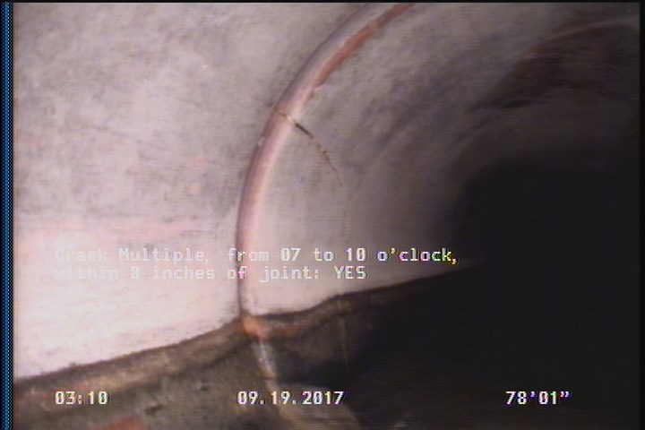 Crack Multiple, from 07 to 10 o'clock, within 8 inches of joint: YES