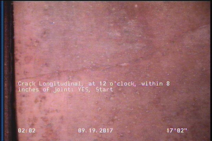 Crack Longitudinal, at 12 o'clock, within 8 inches of joint: YES, Start