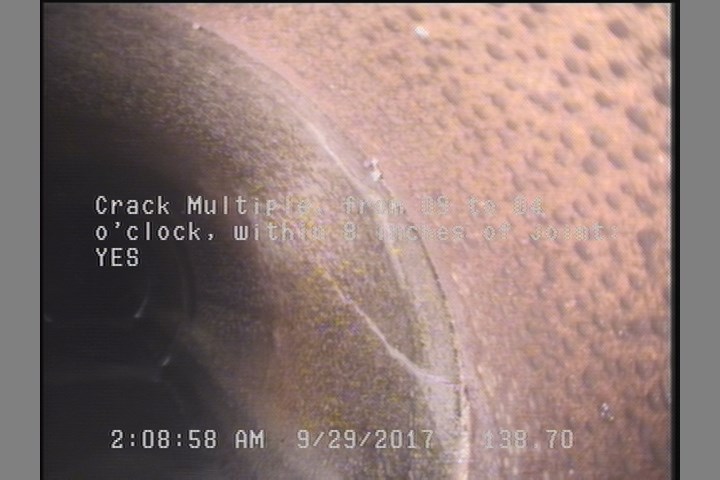 Crack Multiple, from 09 to 04 o'clock, within 8 inches of joint: YES