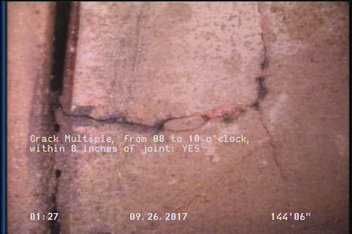 Crack Multiple, from 08 to 10 o'clock, within 8 inches of joint: YES