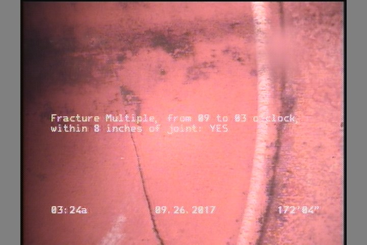 Fracture Multiple, from 09 to 03 o'clock, within 8 inches of joint: YES