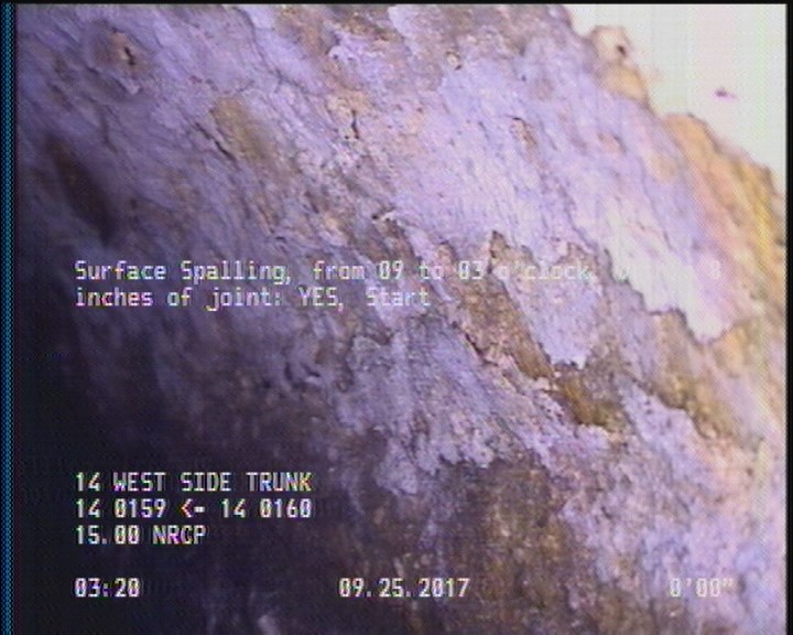 Surface Spalling, from 09 to 03 o'clock, within 8 inches of joint: YES, Start