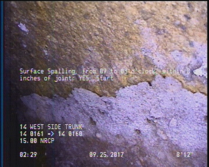 Surface Spalling, from 09 to 03 o'clock, within 8 inches of joint: YES, Start