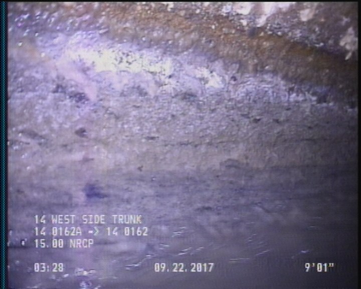 Deposits Attached Grease, 5 %of cross sectional area, from 03 to 09 o'clock, , within 8 inches of joint: YES, Start