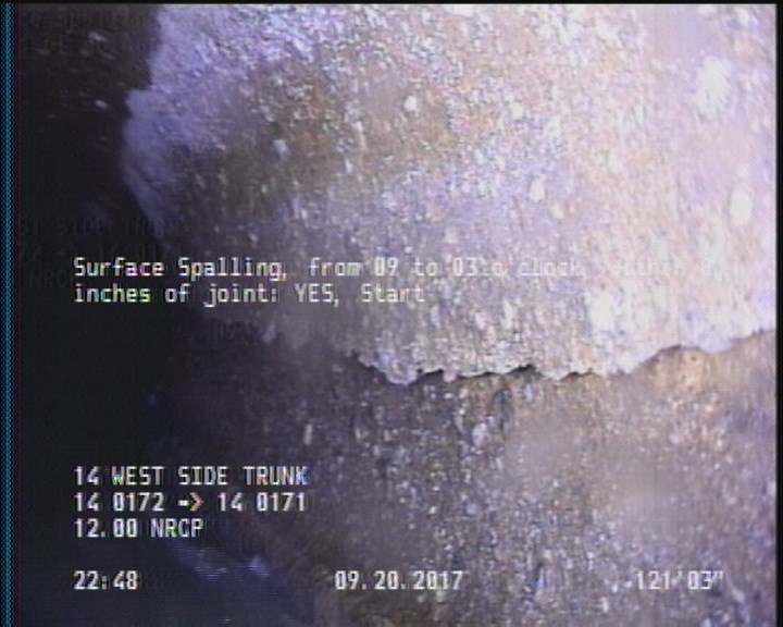 Surface Spalling, from 09 to 03 o'clock, within 8 inches of joint: YES, Start