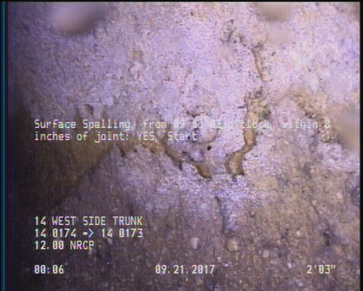 Surface Spalling, from 09 to 03 o'clock, within 8 inches of joint: YES, Start
