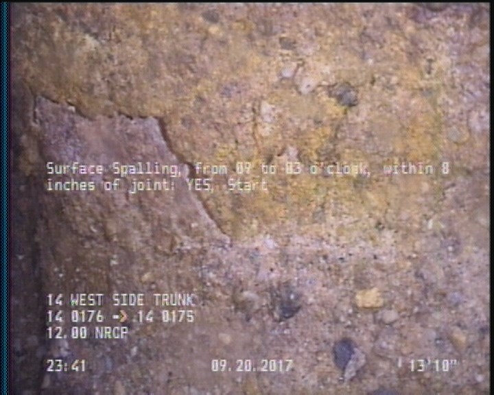 Surface Spalling, from 09 to 03 o'clock, within 8 inches of joint: YES, Start