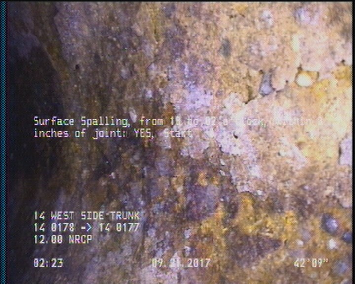 Surface Spalling, from 10 to 02 o'clock, within 8 inches of joint: YES, Start