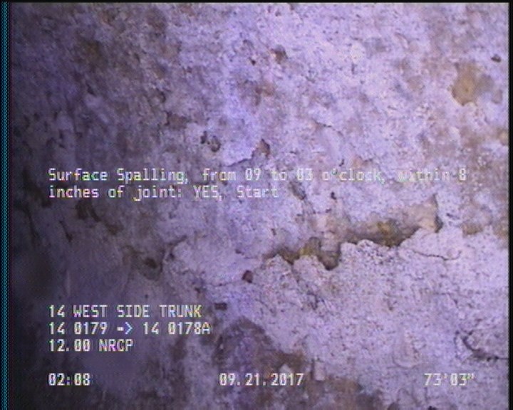 Surface Spalling, from 09 to 03 o'clock, within 8 inches of joint: YES, Start