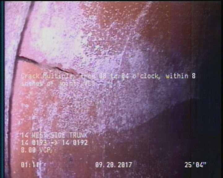 Crack Multiple, from 08 to 04 o'clock, within 8 inches of joint: YES