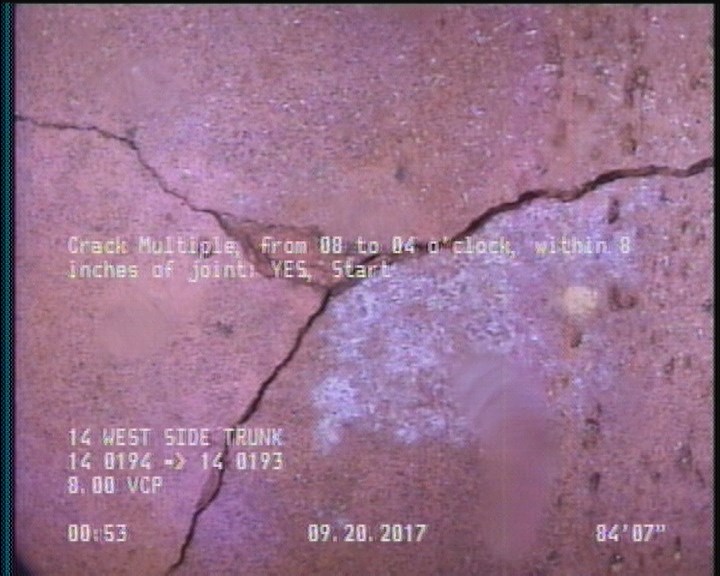 Crack Multiple, from 08 to 04 o'clock, within 8 inches of joint: YES, Start