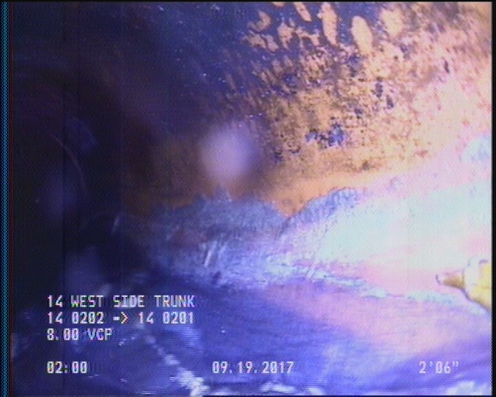 Deposits Attached Grease, 5 %of cross sectional area, from 04 to 08 o'clock, , within 8 inches of joint: YES, Start