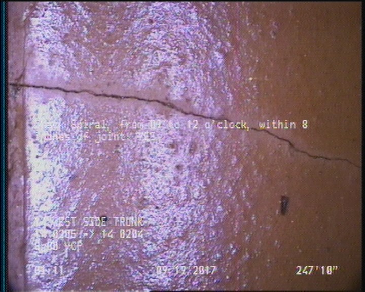 Crack Spiral, from 09 to 12 o'clock, within 8 inches of joint: YES