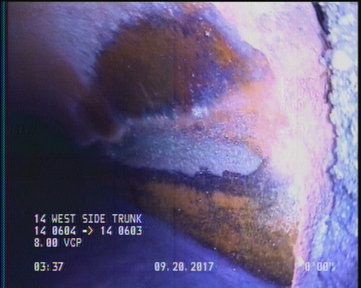 Deposits Attached Grease, 5 %of cross sectional area, from 04 to 08 o'clock, , within 8 inches of joint: YES, Start