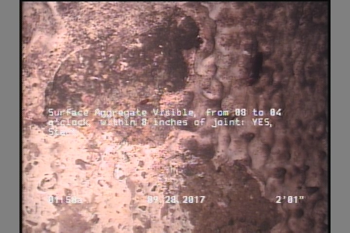 Surface Aggregate Visible, from 08 to 04 o'clock, within 8 inches of joint: YES, Start